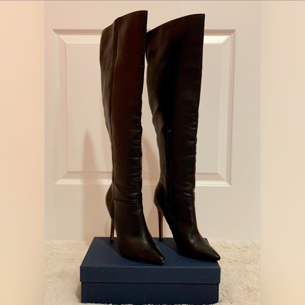 Leather Knee High Stiletto Boots